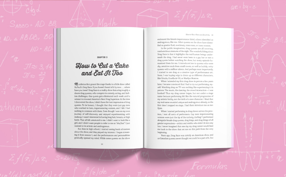 Interior pages of Math in Drag book