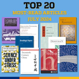 Top 20 Most-Read Articles July 2024 header, featuring a collage of some of the included journal covers