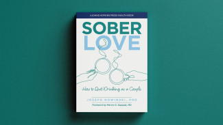 The book cover of Sober Love against a green background.