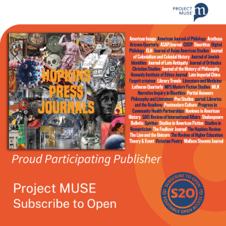 Hopkins Press Journals - Proud Participating Publisher, Project MUSE Subscribe to Open S2O